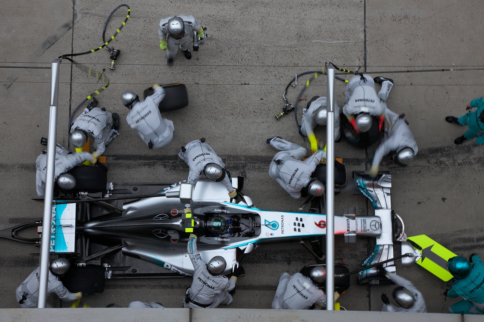 Pit stop for Nico Rosberg, Mercedes