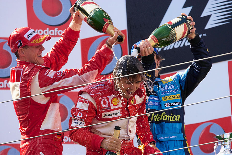 Felipe Massa being champagned