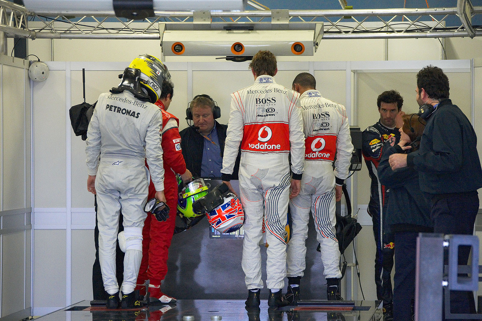 After qualifying, the drivers are called to the FIA scales