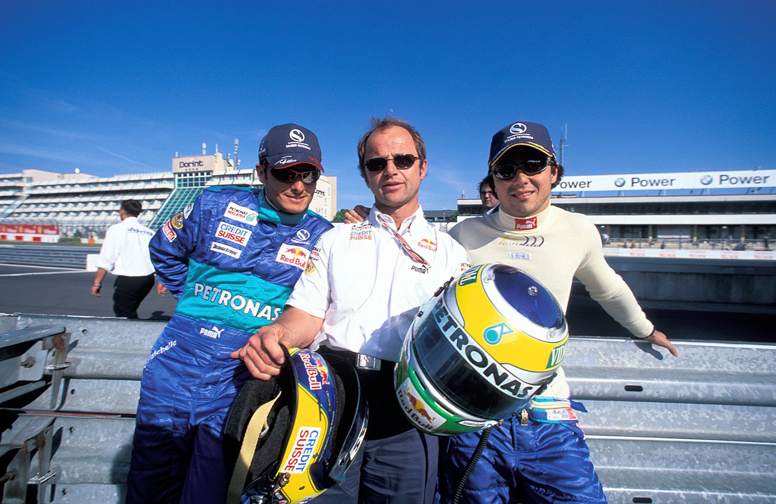 Giancarlo Fisichella and Felipe Massa with their physio Jo Leberer