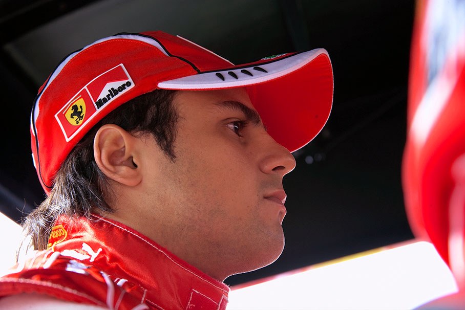 Felipe Massa at the pit wall command centre