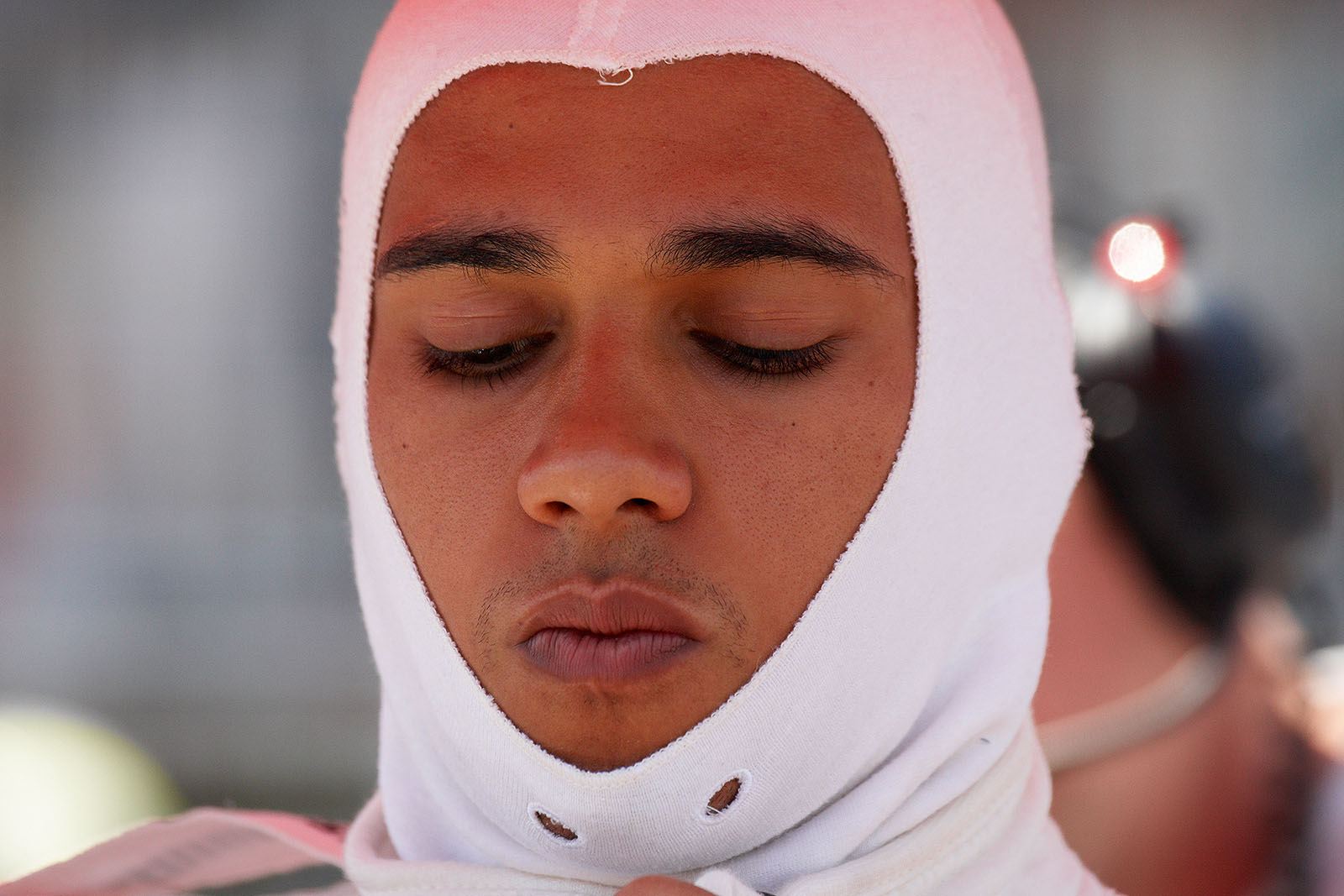 Lewis Hamilton, McLaren Mercedes, concentrates before the race