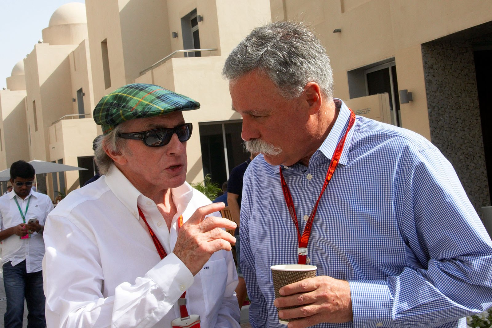 Jackie Stewart with Chase Carey, formerly the president of the 21st Century Fox media conglomerate, now chairman of the Formula One Group