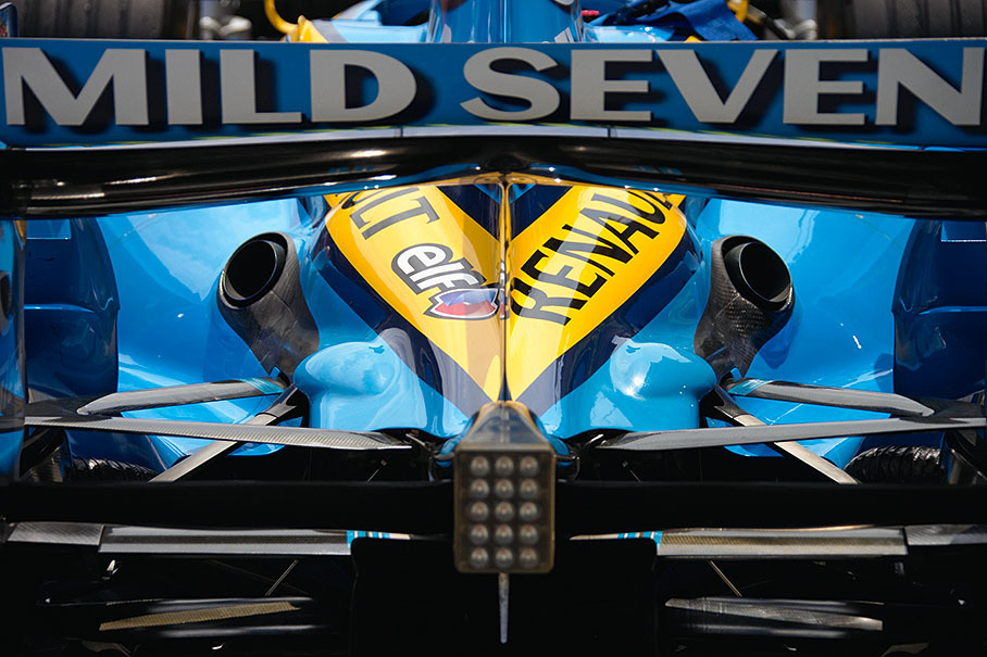 A beautifully shaped Renault car rear in parc ferme