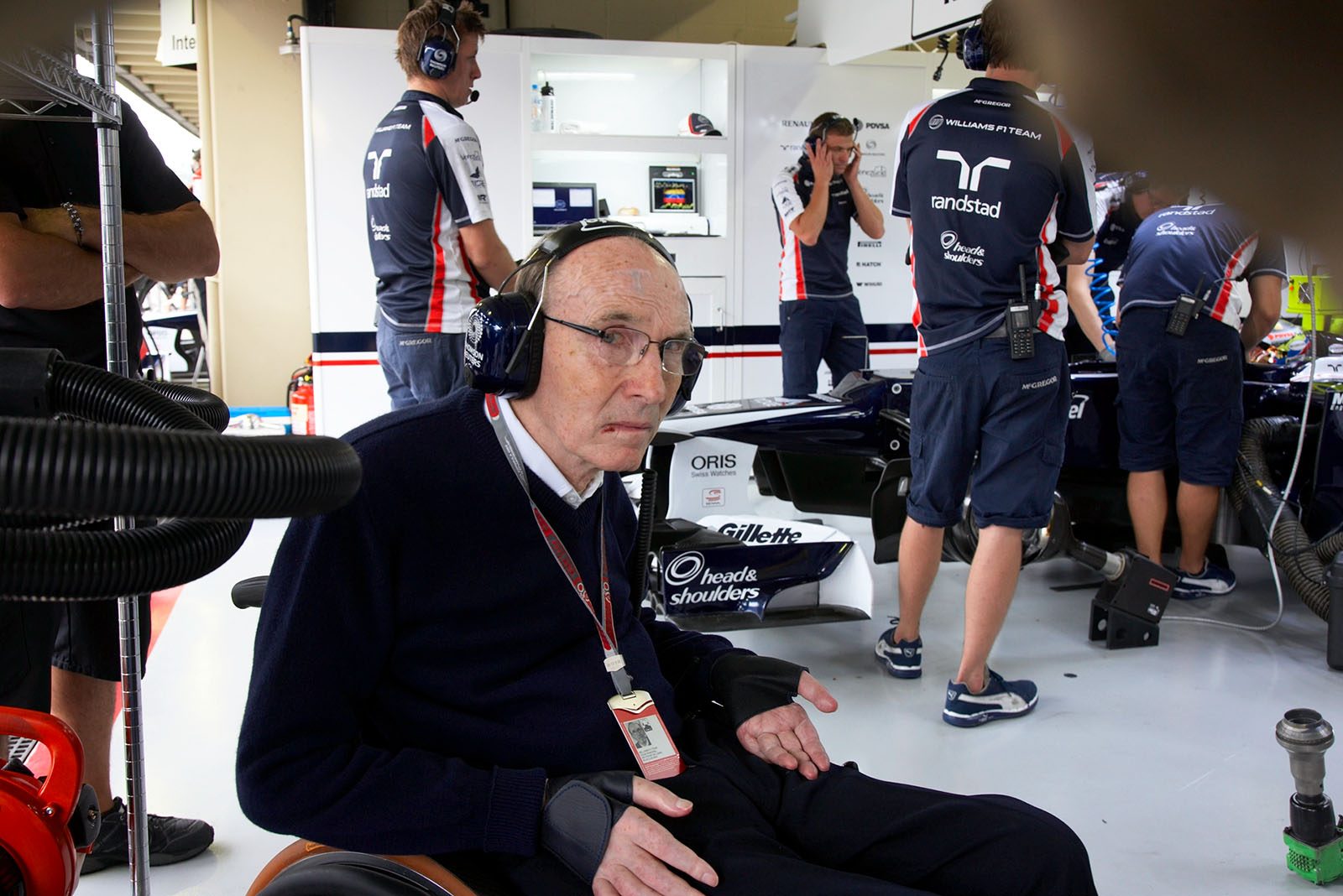 Sir Frank Williams in pits
