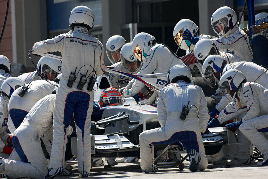 Robert Kubica in BMW Sauber pits