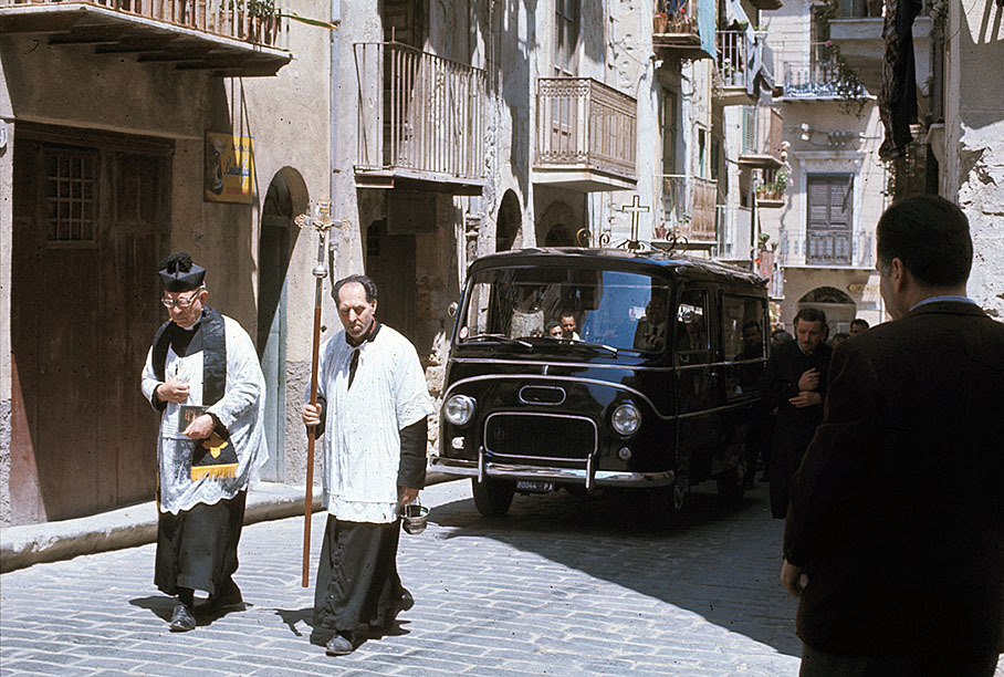 A funeral during the 1967 Targa Florio. In the midst of life there is death.