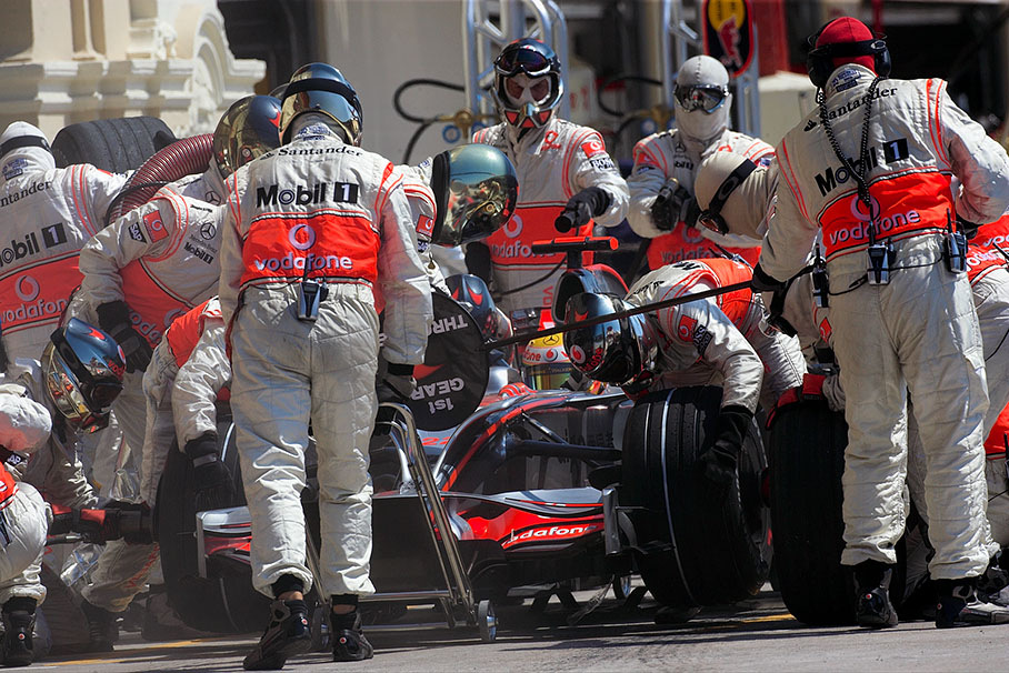 Pit stop of Lewis Hamilton