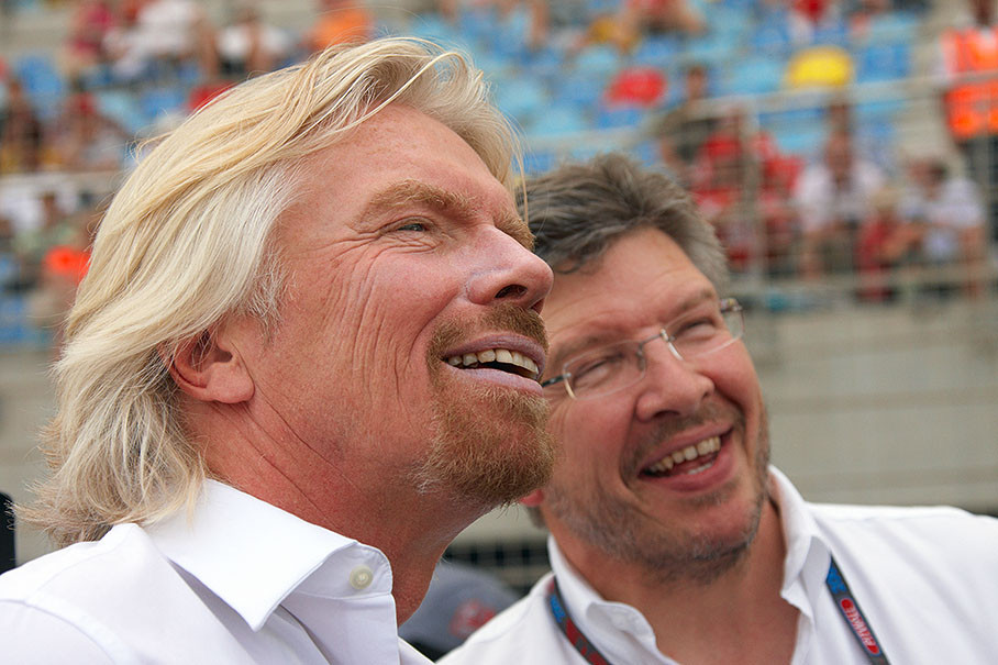 Brawn GP's main sponsor Richard Branson of Virgin with Ross Brawn on the grid