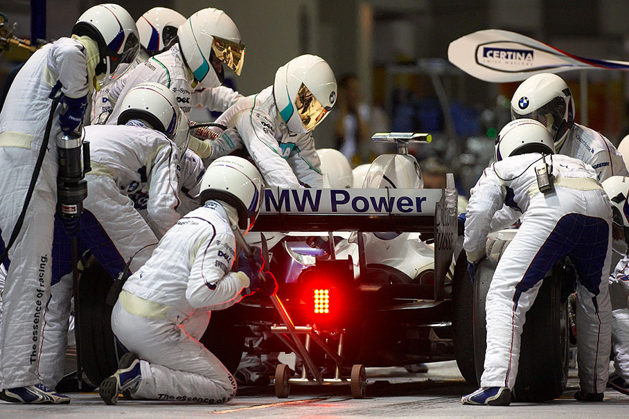 Robert Kubica at BMW Sauber pits