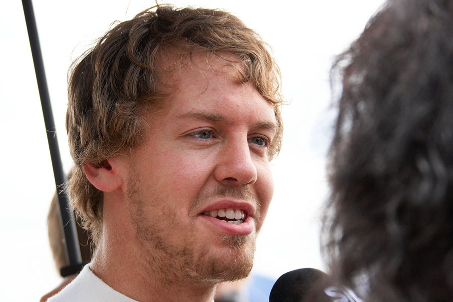 Sebastian Vettel is being interviewed