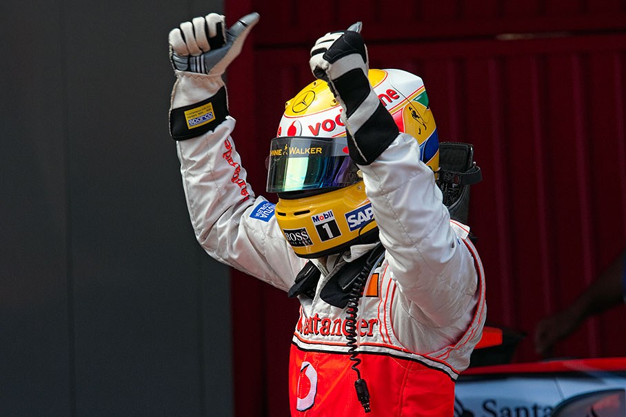 McLaren-Mercedes' Lewis Hamilton in parc ferme