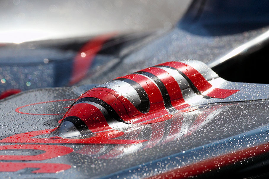 A part of Hamilton's McLaren, sprayed with champagne