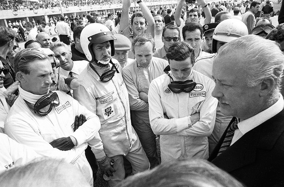 Drivers briefing before the race, Italian Grand Prix, Monza, 1966