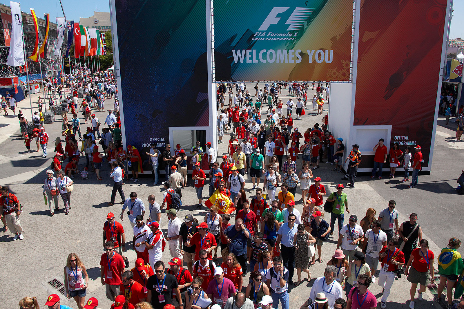 Race fans leave the facilities after the event