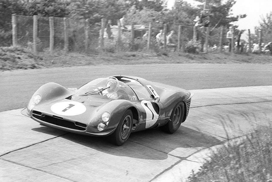 The Ferrari 330 P3 Spyder #0844 driven by John Surtees (GB) and Mike Parkes (GB)