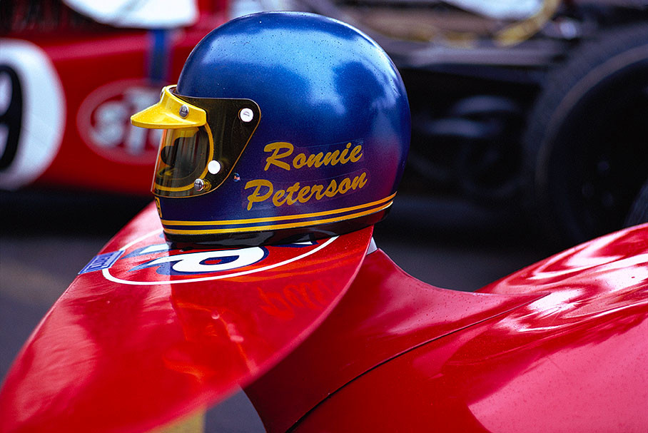 Ronnie Peterson's helmet on his March front wing