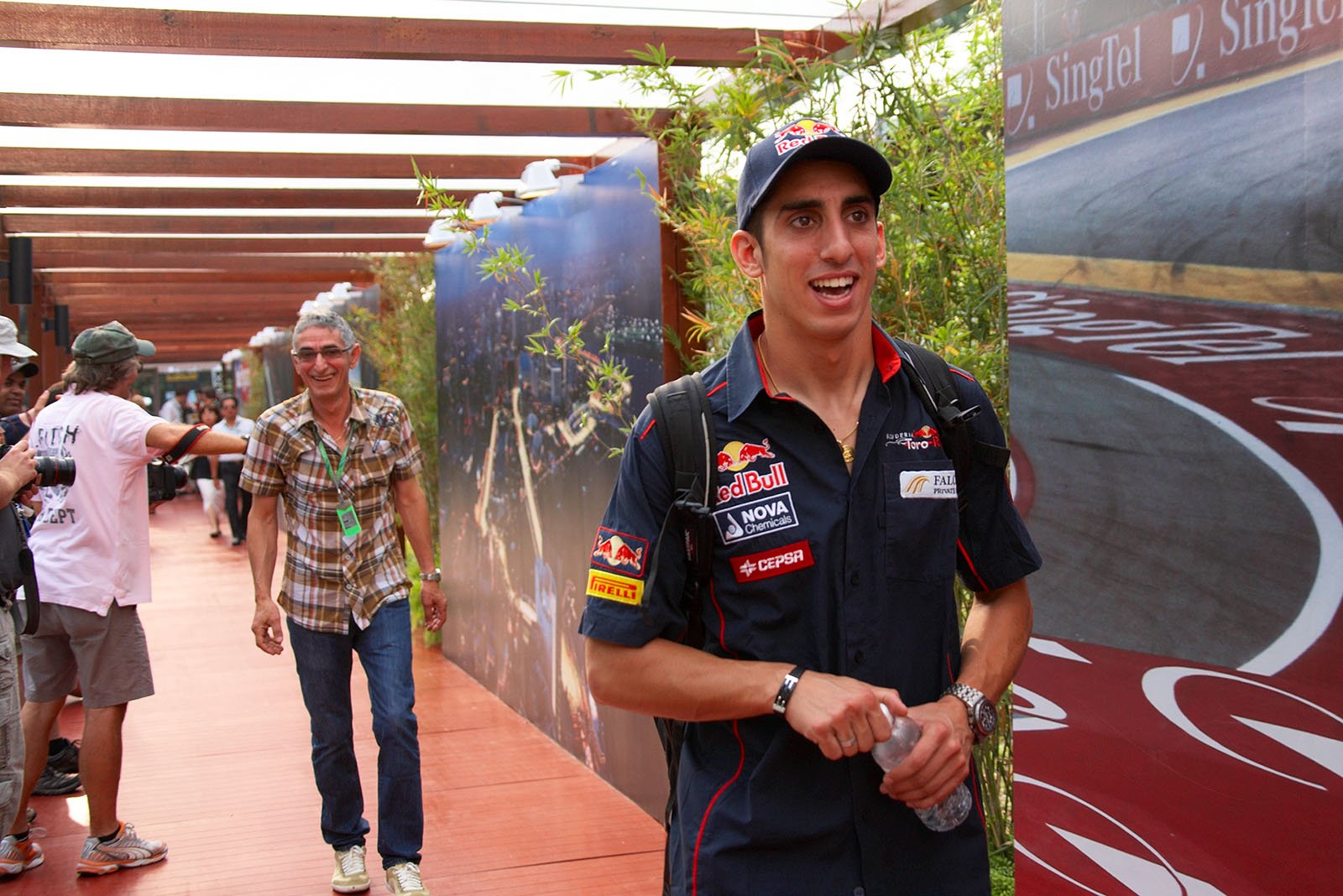 Sebastien Buemi and his father Antoine arrive in the paddock